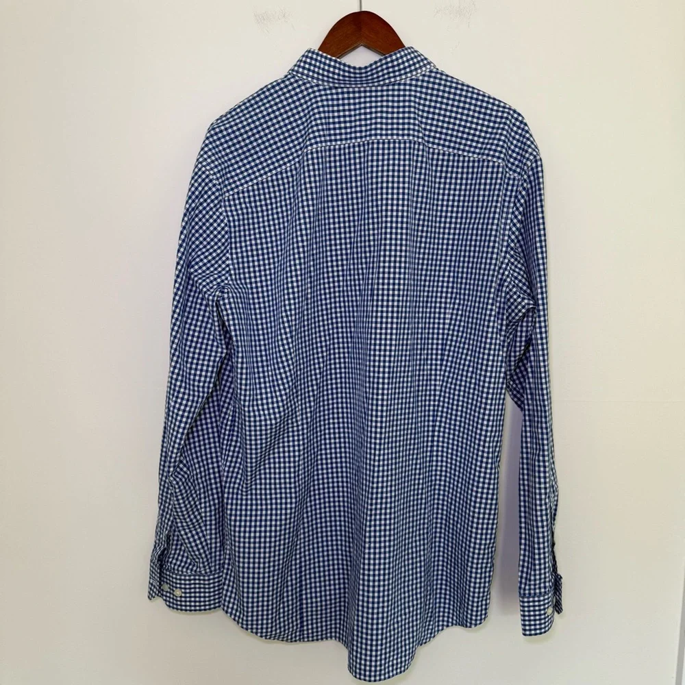 Banana Republic Grant Fit Supima Cotton Blue Gingham Button Down Shirt Size XL